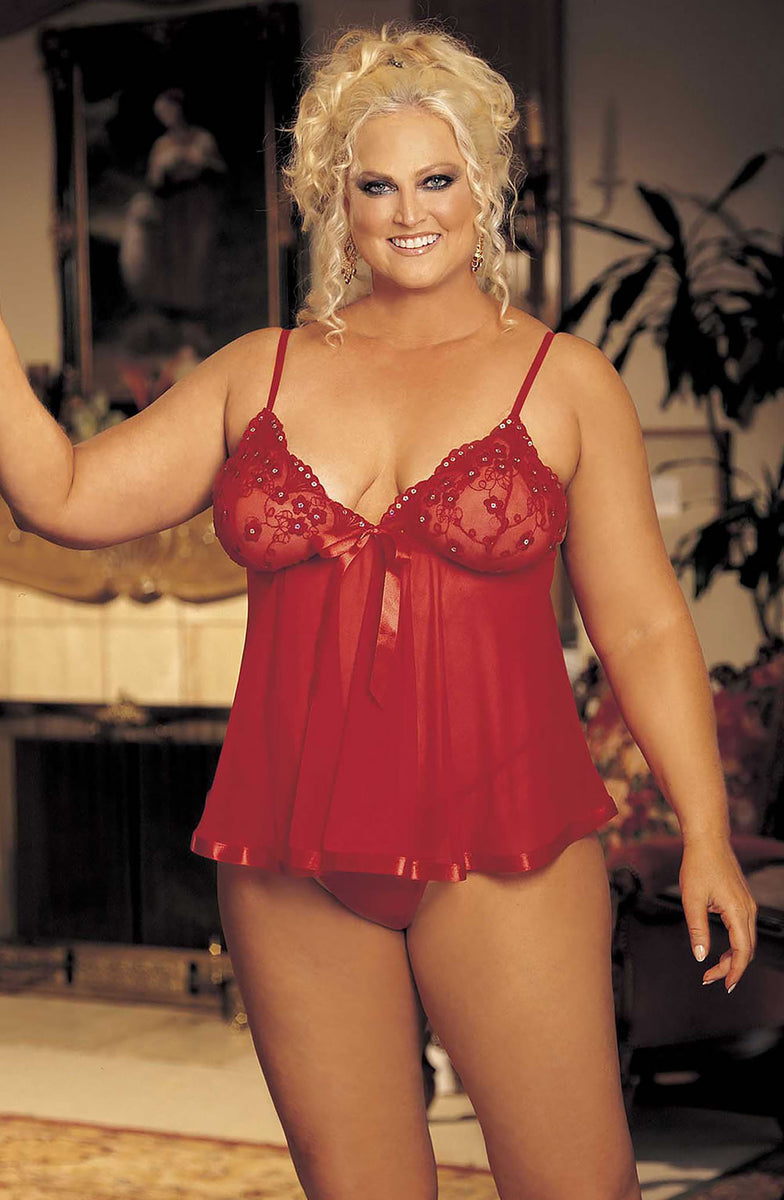 Plus Size Lingerie Babydoll 1X 2X 3X Sexy Blue or Red Shirley of  HollywoodX20255